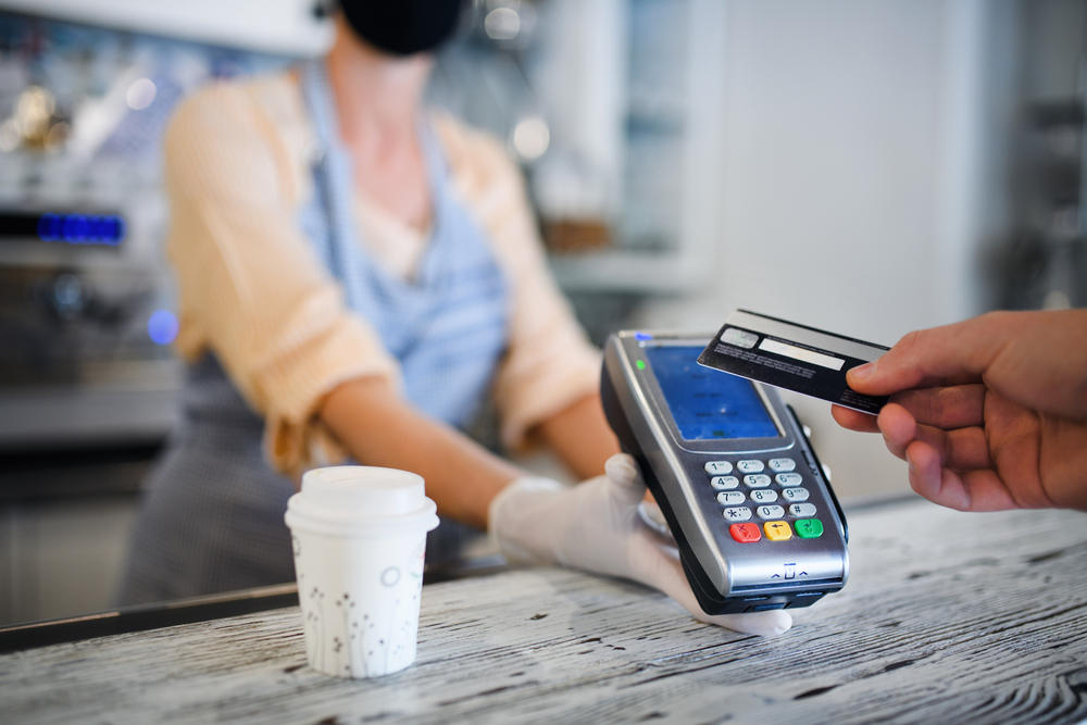 Customer paying with debit card